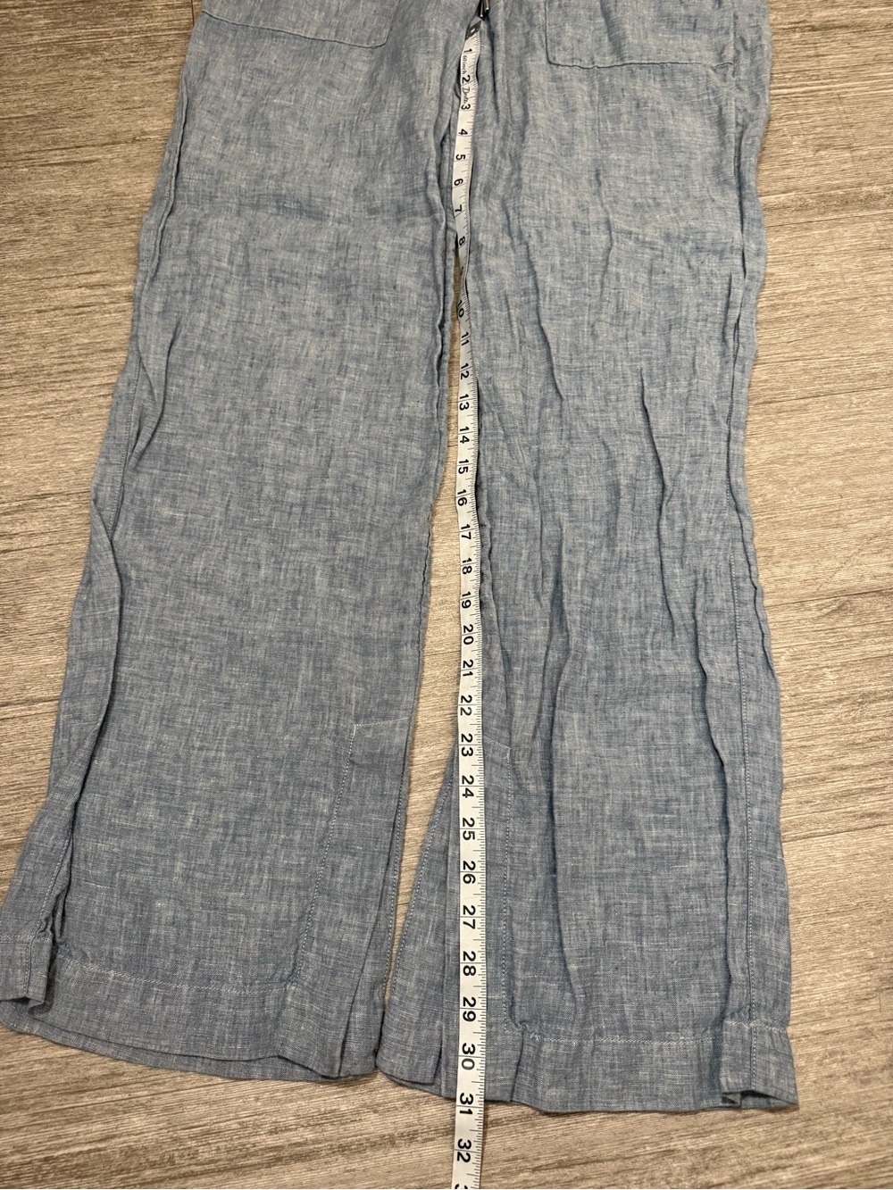 Athleta 100% Linen Wide Leg Pants Coastal Grandmother Blue Chambray Relaxed 8T - Picture 3 of 8